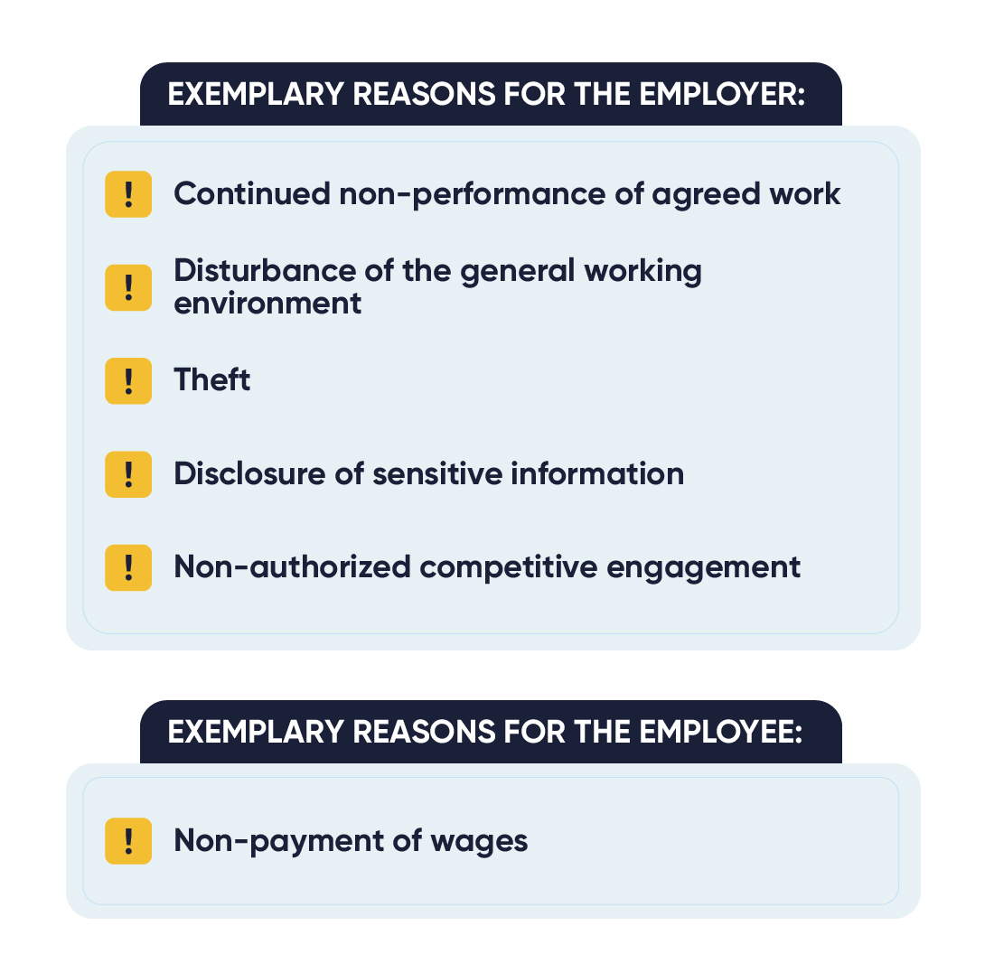 Reasons for extraordinary termination Extraordinary (Immediate) Termination